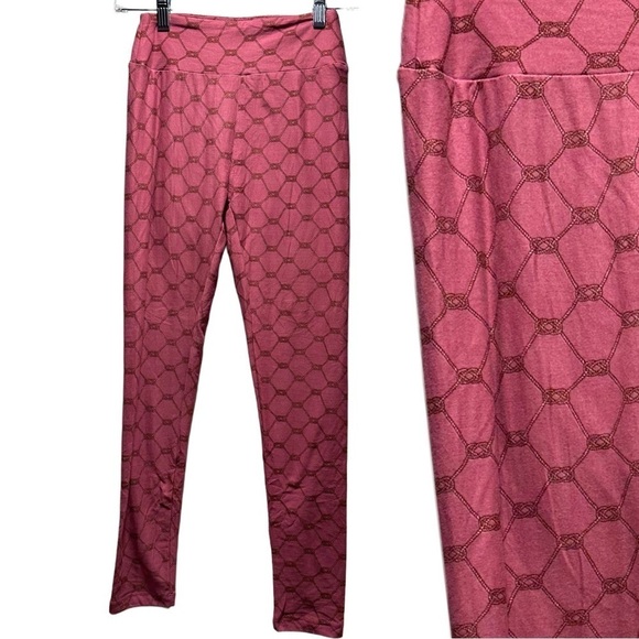 NEW LulaRoe OS Soft Leggings One Size  2-10 Small-Large Pink Cable Rope Pattern - Picture 1 of 12